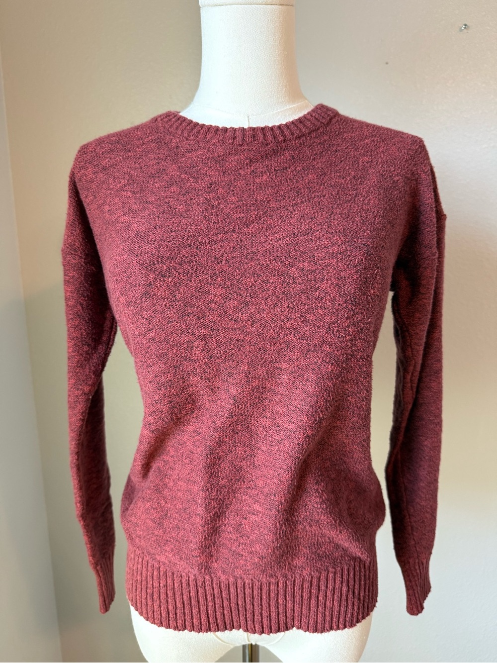 American Eagle Open Back Crewneck Sweater Heathered Rust XS